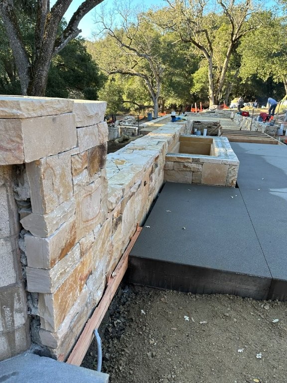 Full depth Stone Wall - entertaining area raised & flattened